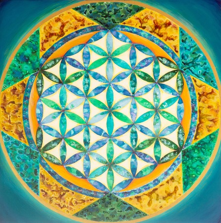 FLOWER OF LIFE - Kvet Života 1. Akryl 2013. 100x100x2 cm. Plátno.