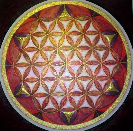 FLOWER OF LIFE - Kvet Života 2. Akryl 2018. 60x60x2 cm. Plátno.