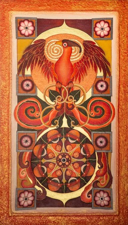 PHOENIX FIRE - Ohnivý Fénix. Akryl 2013/2022. 120x70x5 cm. Plátno.